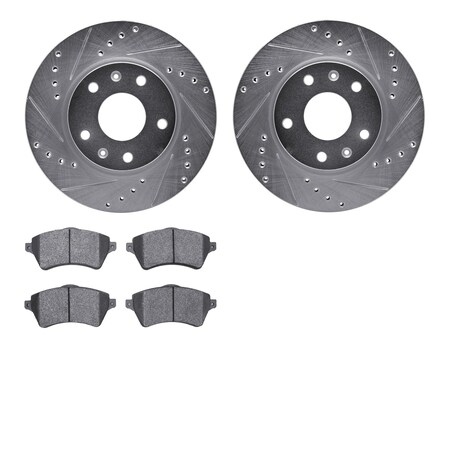 Dynamic Friction Co 7502-11010, Rotors-Drilled and Slotted-Silver with 5000 Advanced Brake Pads, Zinc Coated 7502-11010
